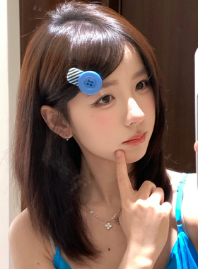 古早y2k多巴胺大纽扣发夹复古少女刘海夹发卡侧边夹子趣味发饰品