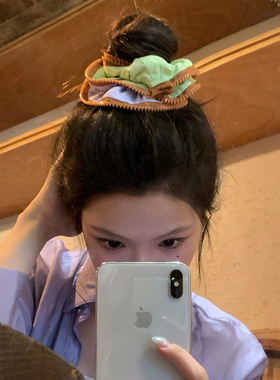 小众设计感撞色拉链大肠发圈时髦扎马尾发绳高级感丸子头皮筋发饰