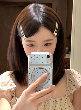 2个装 韩系ins风金属波点蝴蝶结发夹BB夹百搭刘海夹发卡侧边夹子
