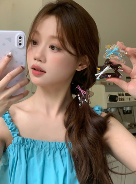 彩钻蝴蝶结海星抓夹高级感百搭鲨鱼夹后脑勺半扎发夹侧边发爪发饰