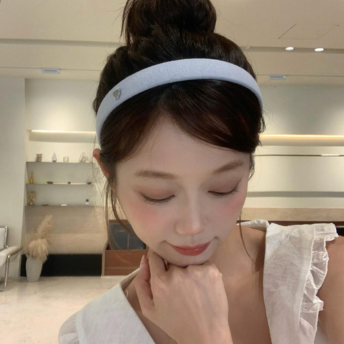 少女美学！薄针织爱心吊坠发箍百搭纯色布艺窄边头箍复古外戴发饰 - 图2