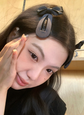 韩系高级感黑色蝴蝶结发夹法式优雅气质刘海夹掰掰夹发卡边夹新款