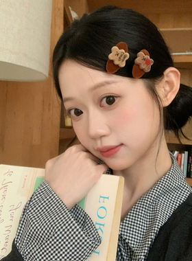 小熊脑袋~可爱饼干小熊发夹卡通侧边夹小众发夹少女刘海夹鸭嘴夹