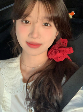森系少女布艺褶皱花边大肠圈