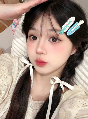 2个装 少女爱心波点化妆夹可爱百搭草莓格纹碎发刘海夹侧边夹发饰