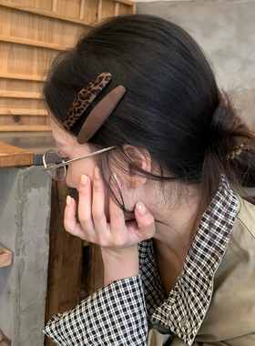 1对装 经典豹纹绒面BB发夹韩系豌豆夹发卡前额侧边夹子发饰女秋冬