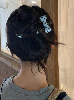 摩卡蓝咖~立体蝴蝶结鸭嘴夹发夹女后脑勺不硌头盘发抓夹高端发饰