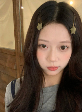 2个装 韩系针织星星发夹BB夹甜美百搭刘海夹前额碎发夹子发卡发饰