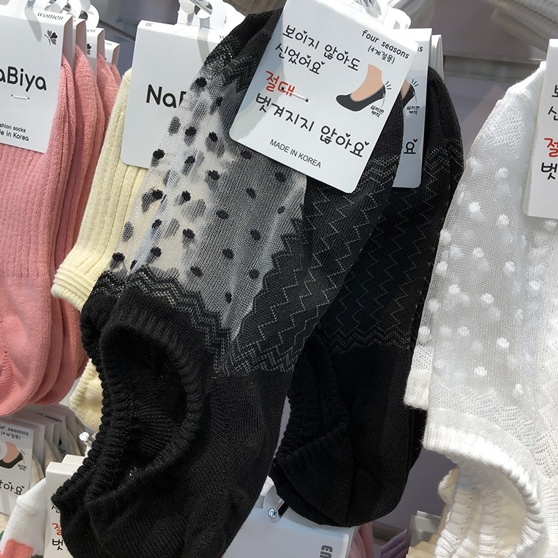 韩国夏季新款女生船袜东大门性感镂空网纱薄女袜子防脱隐形袜7040 - 图0