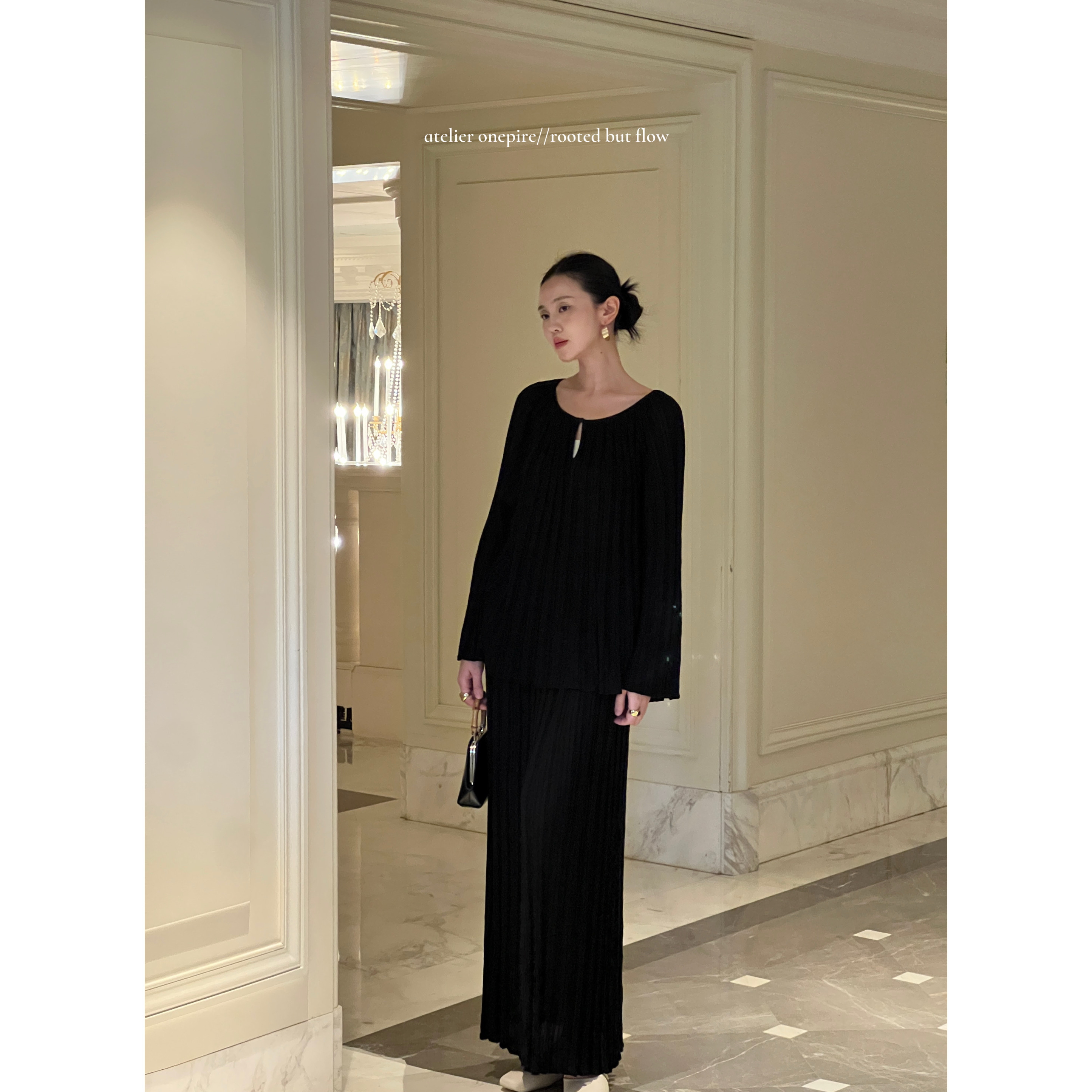 Onepire Atelier|《雪芙千层》30羊毛50天丝chao重工法式压褶套装 - 图3