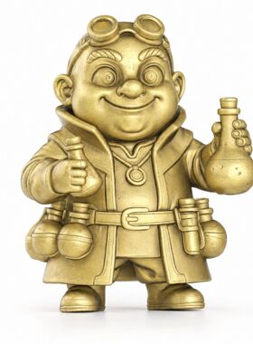 黄铜卡通炼金术士摆件 Q 版药剂师潮玩模型桌面创意装饰铜制小摆