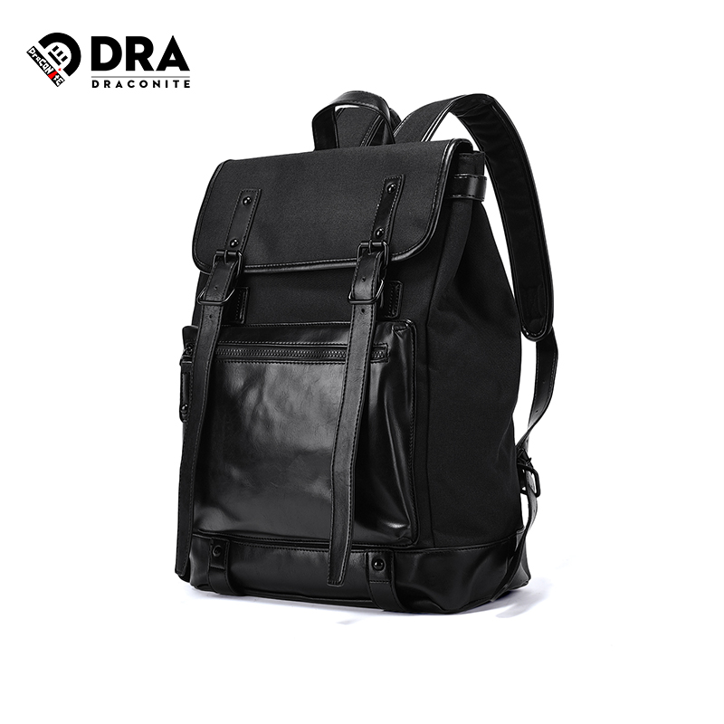 DRACONITE时尚潮流学院风帆布双肩包男休闲简约潮牌电脑背包11489 - 图0