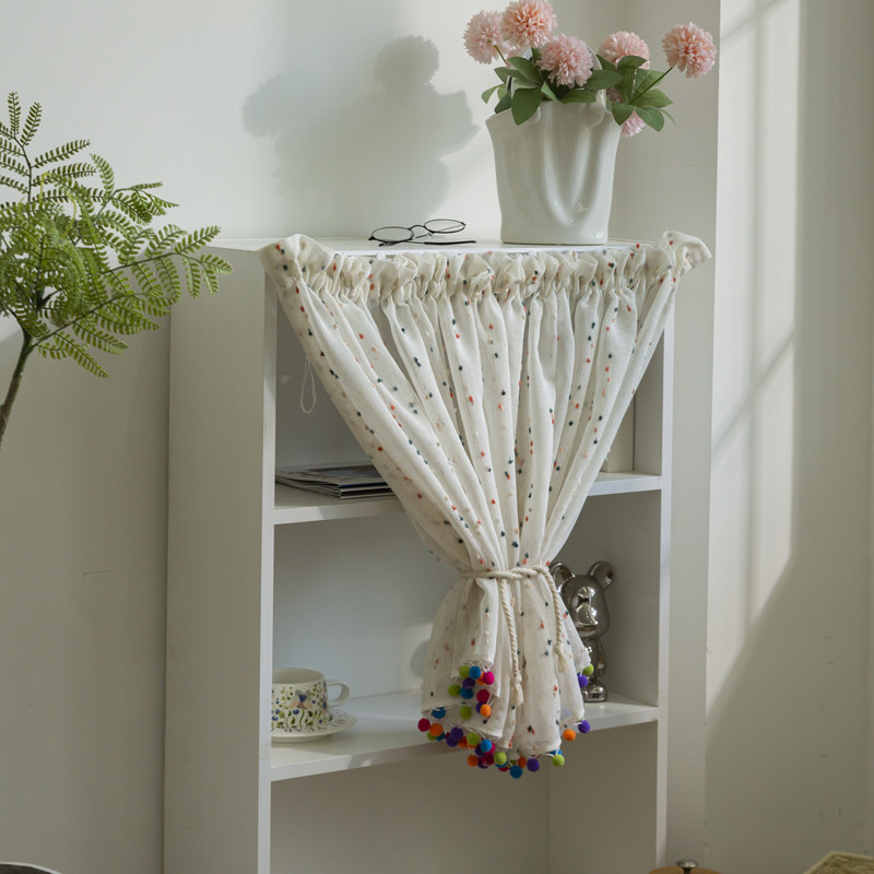 儿童房多巴胺条纹豆豆纱洗衣机帘遮挡帘免打孔粘贴轨遮丑橱柜帘,淘宝优惠券,粉丝福利购,淘宝优惠卷