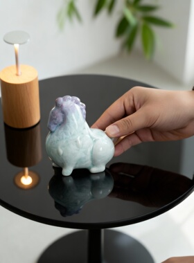 新中式冰裂釉陶瓷小马摆件送礼