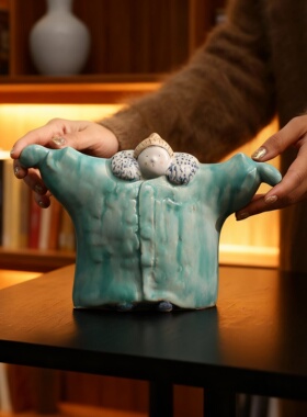 北欧卡通陶瓷花瓶桌面摆件