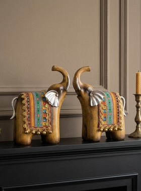 民族风树脂大象保平安乔迁摆件