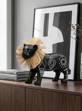 民族风树脂狮子桌面摆件礼物