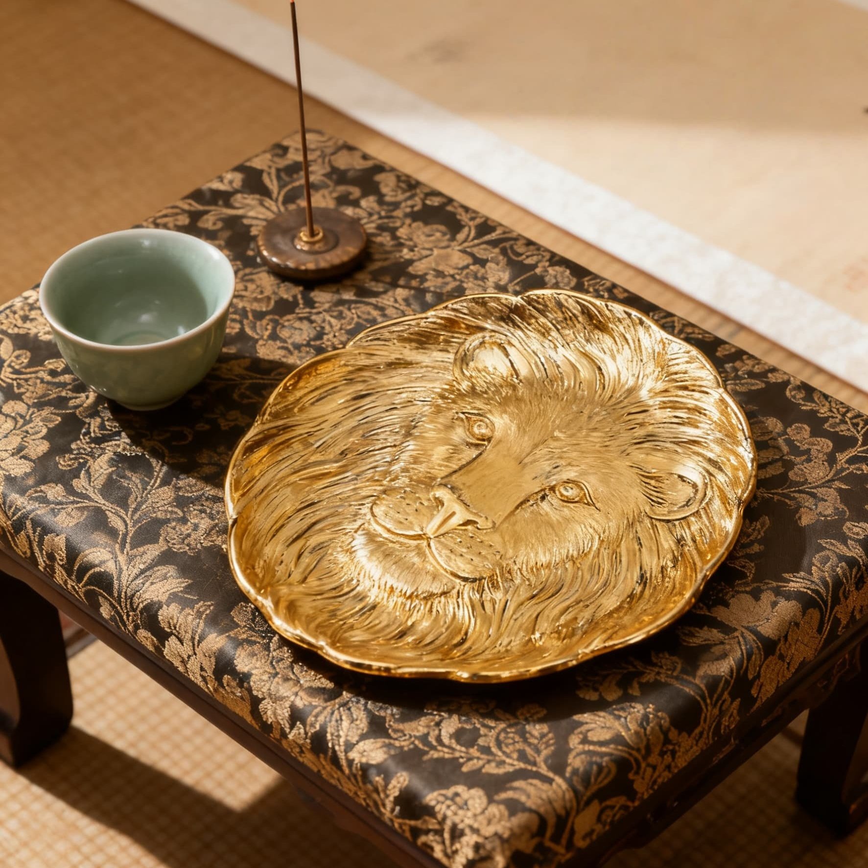 梵凡艺术「饰界•静藏」金色立体浮雕狮子小托盘首饰盘摆件高级感,淘宝优惠券,粉丝福利购,淘宝优惠卷