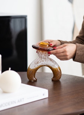 现代抽象玻璃桌面摆件创意发光