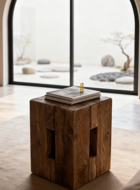 简约现代木质手工雕刻多功能边几