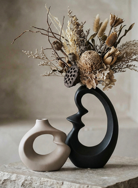 侘寂风手工陶瓷花瓶套组