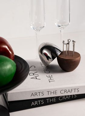 现代轻奢不锈钢水果叉创意摆件样板间餐厅客厅轻奢水果叉装饰摆件