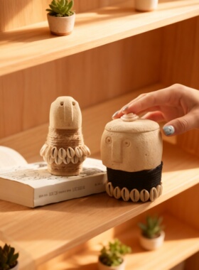 简约现代蓝圆凳桌面装饰摆件