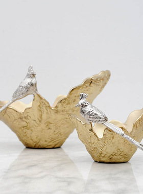 现代简约树脂金色艺术水果盘装饰创意样板房间茶几桌面装饰摆件