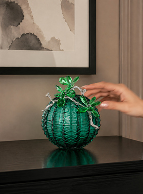 现代绿色植物玻璃桌面摆件