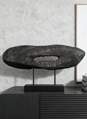 侘寂风抽象树脂雕塑摆件电视柜