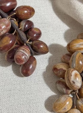 天然秋红玉石葡萄中古家居创意摆件茶室书房桌面家居装饰品摆件