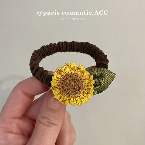 森系向日葵发圈2022年新款ins高级感气质发绳皮筋女扎头头绳发饰 - 图2