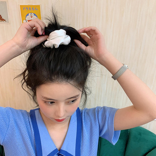 法式少女丝光缎面大肠圈ins韩国扎头发皮筋发绳 发圈马尾头绳发饰 - 图0