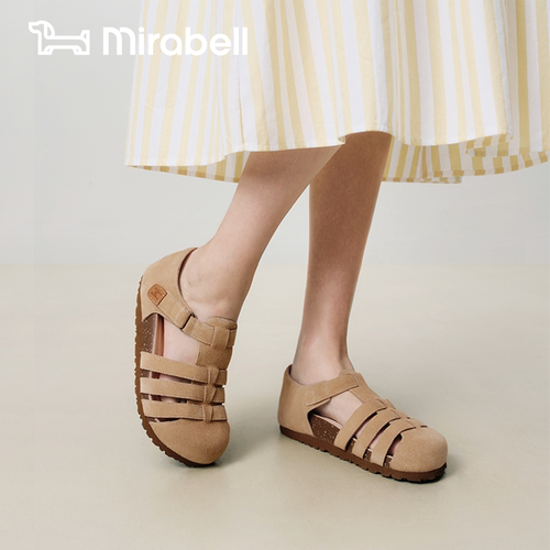 瑞士卷Mirabell/美丽宝夏新罗马凉鞋女底勃肯软木女真皮凉鞋 - 图2