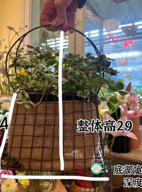 INS铁艺花篮手提篮可挂铁网线加粗小篮子果篮草花花盆套盆杂货