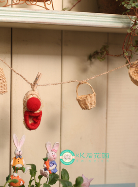 自然野生内蒙独有的草编迷你微缩篮子挂饰 麻绳自己绑