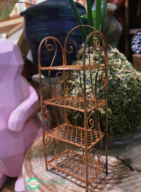 INS做旧锈色手工花房园艺杂货摆件铁丝微景观铁花架装饰微缩配件