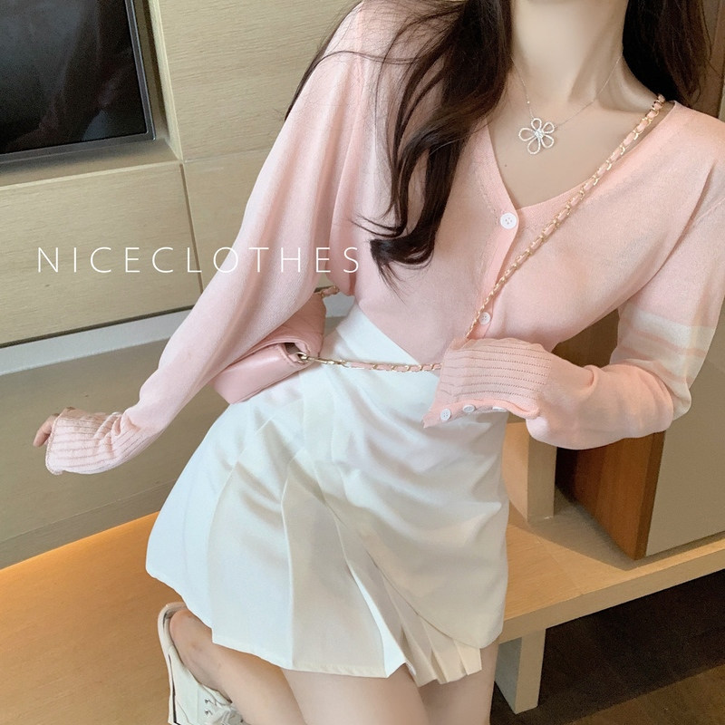 小香风减龄半身裙长袖防晒开衫秋装 芯蒂好时尚套装