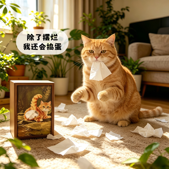 Ballet Creative Funny Cat Wooden Tissue Box