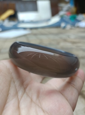 一物一拍天然灰冰玛瑙手镯加宽加厚水润无烧原石女手环礼特色250
