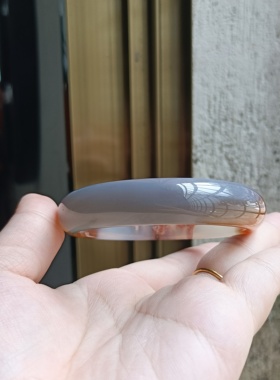 一物一拍巴西天然橘色飘花俏色玛瑙手镯中宽加厚水润女手环礼192