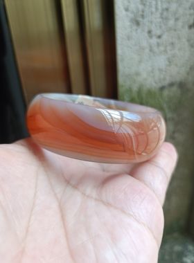 正品一物一拍天然巴西红俏玛瑙手镯加宽加厚时尚百搭女环58mm147