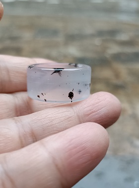 巴西纯天然黑色水草满天星紫罗兰玛瑙戒指指环个性男女同款礼126