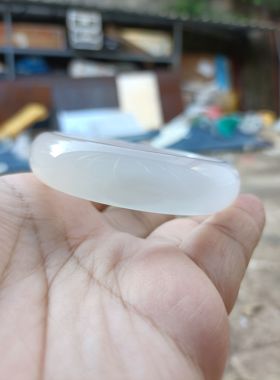 巴西纯天然白玛瑙手镯中宽加厚水润圆滑原石女时尚百搭礼物257