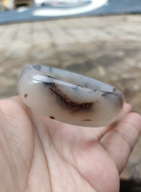 巴西天然黑水草玛瑙手镯加宽加厚原石无烧水墨意境女手环镯礼295