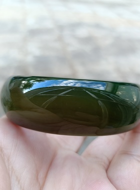 小口径巴西天然菠菜绿玛瑙手镯加宽加厚一物一拍玉镯女手环礼155