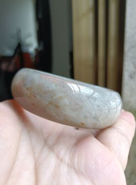 一物一拍巴西天然水晶玛瑙手镯加宽加厚水润圆滑原石无烧女礼200