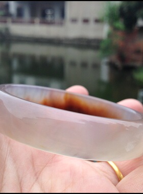 巴西原色无烤纯天然水晶玛瑙手镯复古手环礼物女证书104