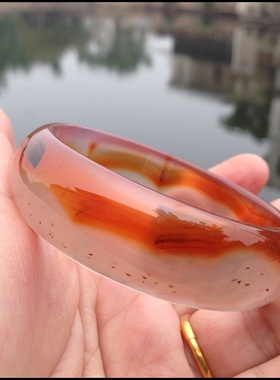 超冰透巴西天然红朱砂玛瑙手镯加宽加厚原矿玉石复古女闺蜜礼物17