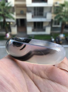 巴西天然水墨山水画玛瑙手镯通透水润原石无烧女个性玉髓手环26